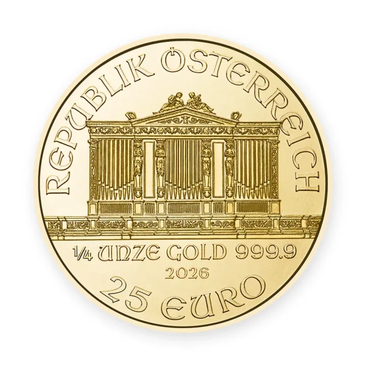 Bečka filharmonija 1/4 oz (7,78 g) 2026 — revers Bečka filharmonija 1/4 oz (7,78 g) 2026 — revers