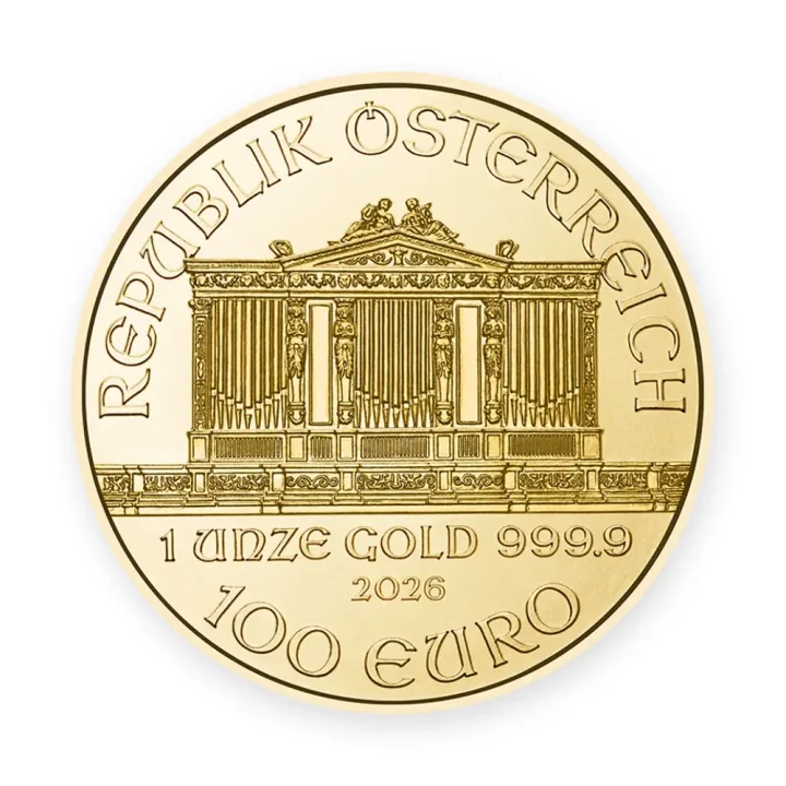 Bečka filharmonija 1 oz (31,1 g) 2026 — revers Bečka filharmonija 1 oz (31,1 g) 2026 — revers