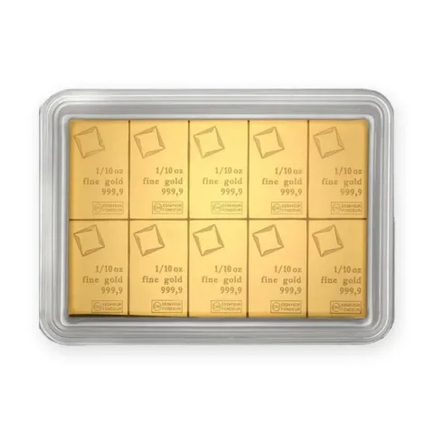 Valcambi CombiBar 1 oz (31,1 g), 10 × 3,11 g — prednja strana