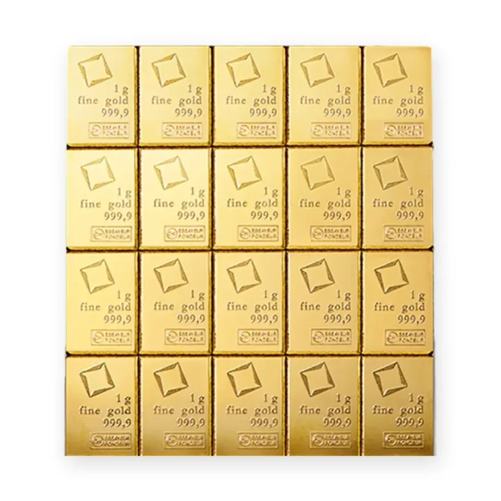 Valcambi CombiBar 20 × 1 g — prednja strana