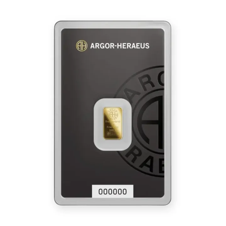 Zlatna poluga 1 g Argor-Heraeus — zadnja strana Zlatna poluga 1 g Argor-Heraeus — zadnja strana