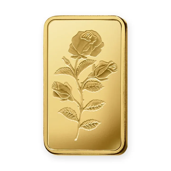 Zlatna poluga 1 g PAMP Suisse Rosa Zlatna poluga 1 g PAMP Suisse Rosa — prednja strana