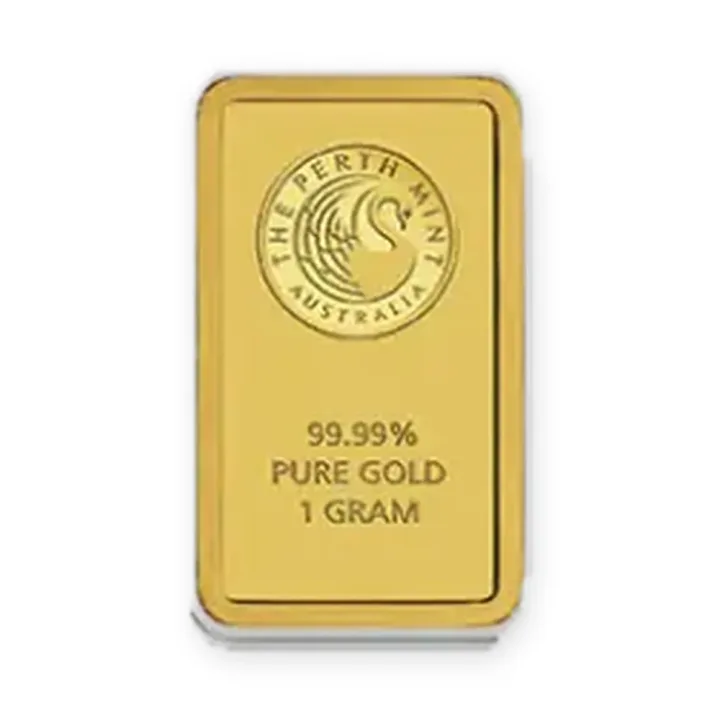 Zlatna poluga 1 g Perth Mint Zlatna poluga 1 g Perth Mint — prednja strana