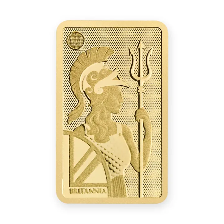 Zlatna poluga 1 g Royal Mint Britannia — zadnja strana Zlatna poluga 1 g Royal Mint Britannia — zadnja strana