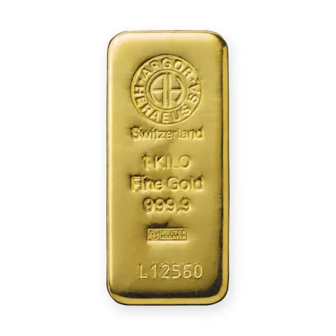 Zlatna poluga 1 kg Argor-Heraeus — prednja strana
