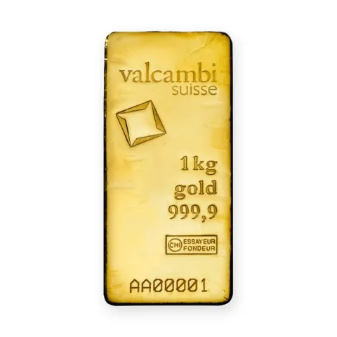 Zlatna poluga 1 kg Valcambi — prednja strana