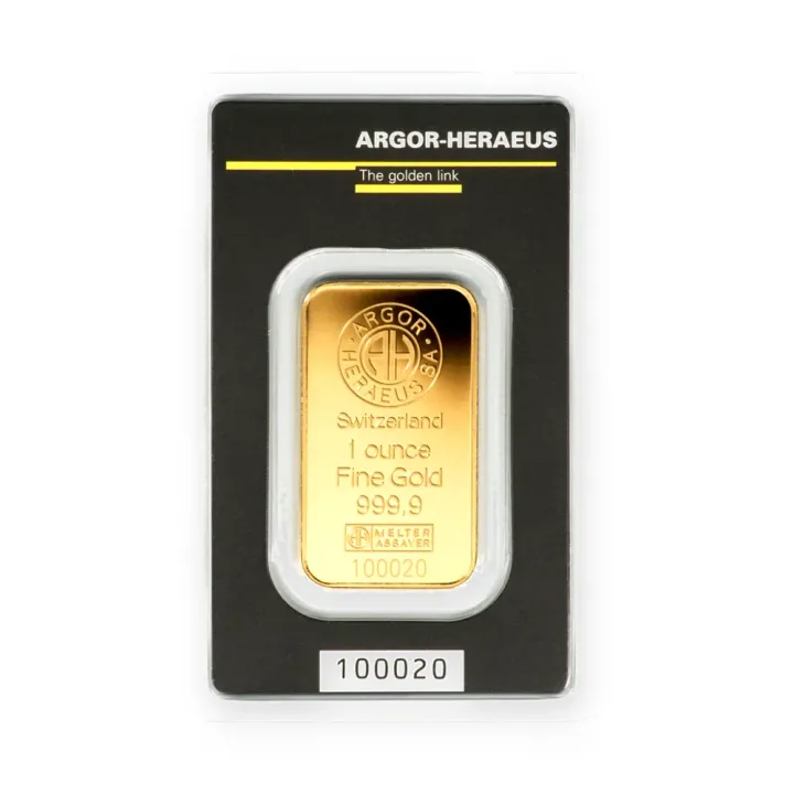 Zlatna poluga 1 oz (31,1 g) Argor-Heraeus Kinebar Zlatna poluga 1 oz (31,1 g) Argor-Heraeus Kinebar — prednja strana