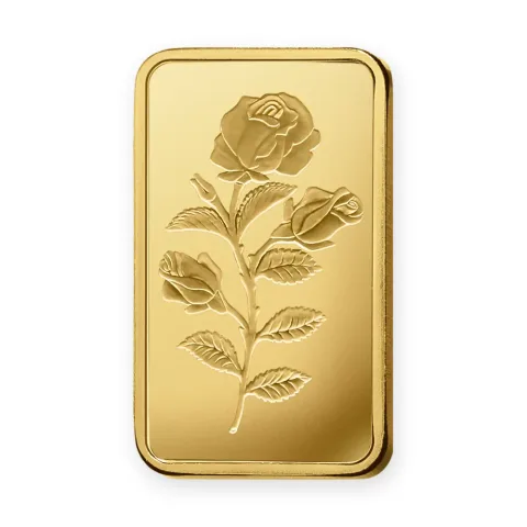 Zlatna poluga 1 oz (31,1 g) PAMP Suisse Rosa — prednja strana