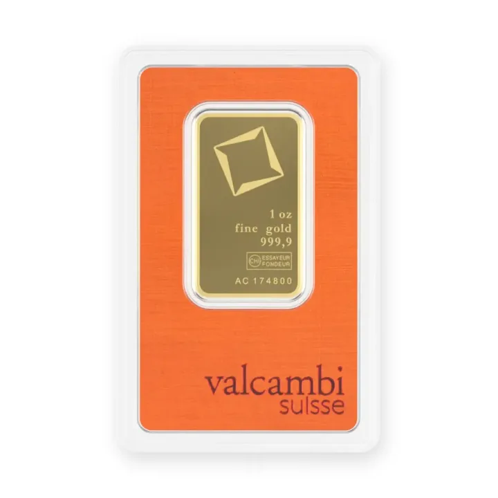 Zlatna poluga 1 oz (31,1 g) Valcambi — zadnja strana Zlatna poluga 1 oz (31,1 g) Valcambi — zadnja strana