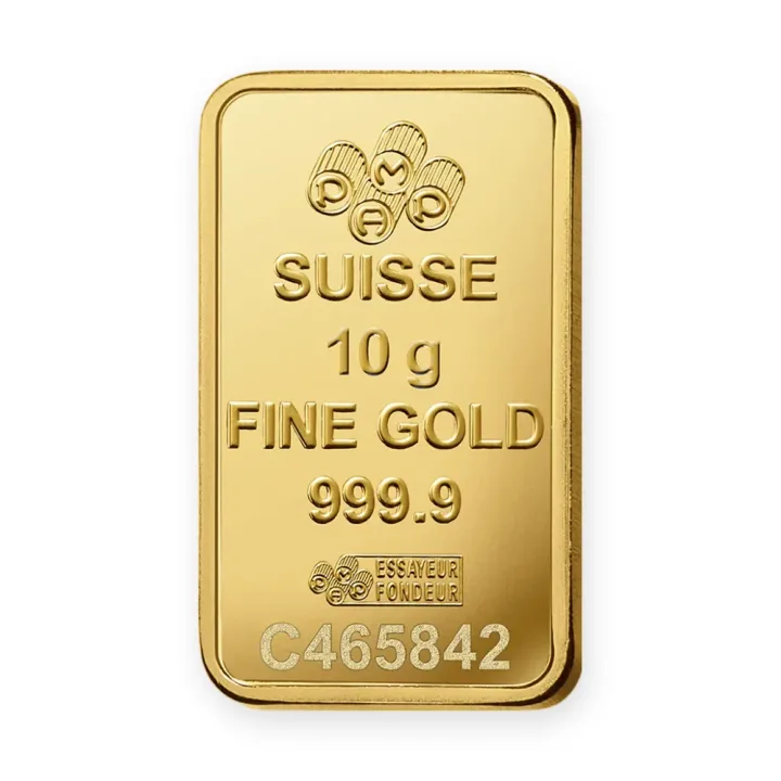 Zlatna poluga 10 g PAMP Suisse Rosa — zadnja strana Zlatna poluga 10 g PAMP Suisse Rosa — zadnja strana