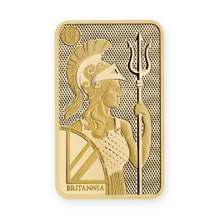 Zlatna poluga 10 g Royal Mint Britannia — zadnja strana Zlatna poluga 10 g Royal Mint Britannia — zadnja strana