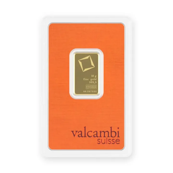 Zlatna poluga 10 g Valcambi — zadnja strana Zlatna poluga 10 g Valcambi — zadnja strana