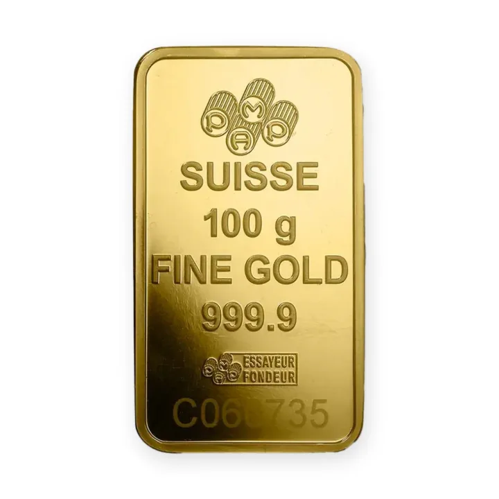 Zlatna poluga 100 g PAMP Suisse Fortuna — zadnja strana Zlatna poluga 100 g PAMP Suisse Fortuna — zadnja strana