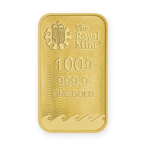 Zlatna poluga 100 g Royal Mint Britannia — prednja strana