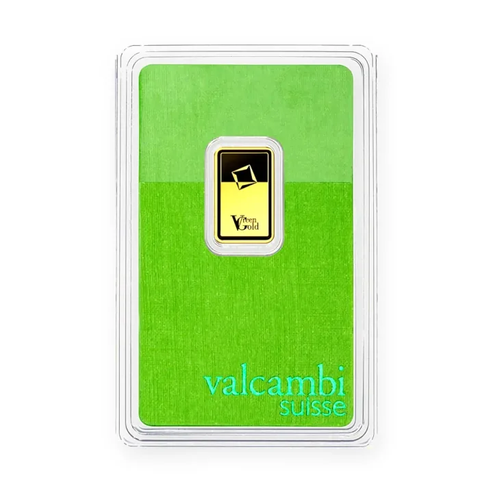 Zlatna poluga 2,5 g Valcambi Green Gold Zlatna poluga 2,5 g Valcambi Green Gold — prednja strana