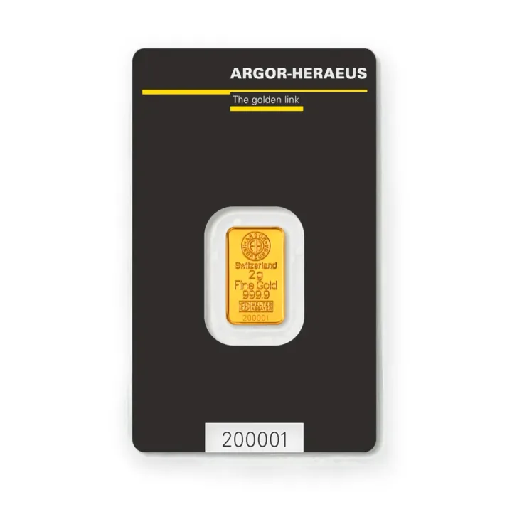Zlatna poluga 2 g Argor-Heraeus Kinebar Zlatna poluga 2 g Argor-Heraeus Kinebar — prednja strana