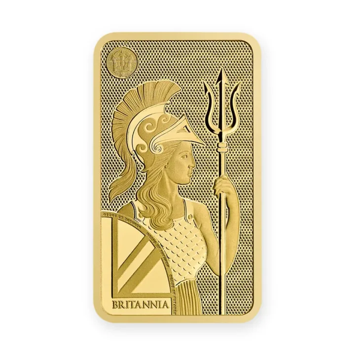 Zlatna poluga 20 g Royal Mint Britannia — zadnja strana Zlatna poluga 20 g Royal Mint Britannia — zadnja strana