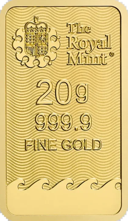 Zlatna poluga 20 g Royal Mint Britannia — prednja strana
