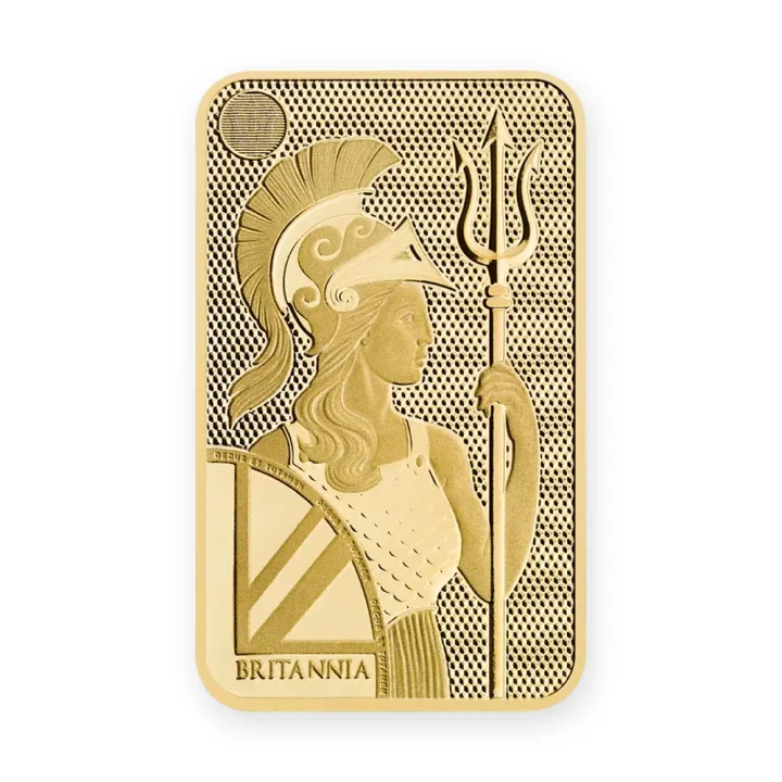 Zlatna poluga 5 g Royal Mint Britannia — zadnja strana Zlatna poluga 5 g Royal Mint Britannia — zadnja strana