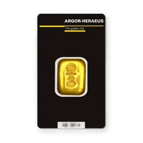 Zlatna poluga 50 g Argor-Heraeus livena — prednja strana