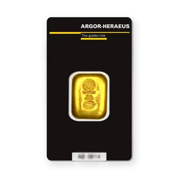 Zlatna poluga 50 g Argor-Heraeus livena Zlatna poluga 50 g Argor-Heraeus livena — prednja strana