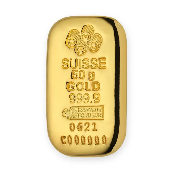 Zlatna poluga 50 g PAMP Suisse — zadnja strana Zlatna poluga 50 g PAMP Suisse — zadnja strana