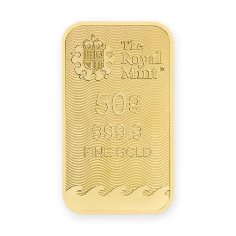 Zlatna poluga 50 g Royal Mint Britannia — prednja strana