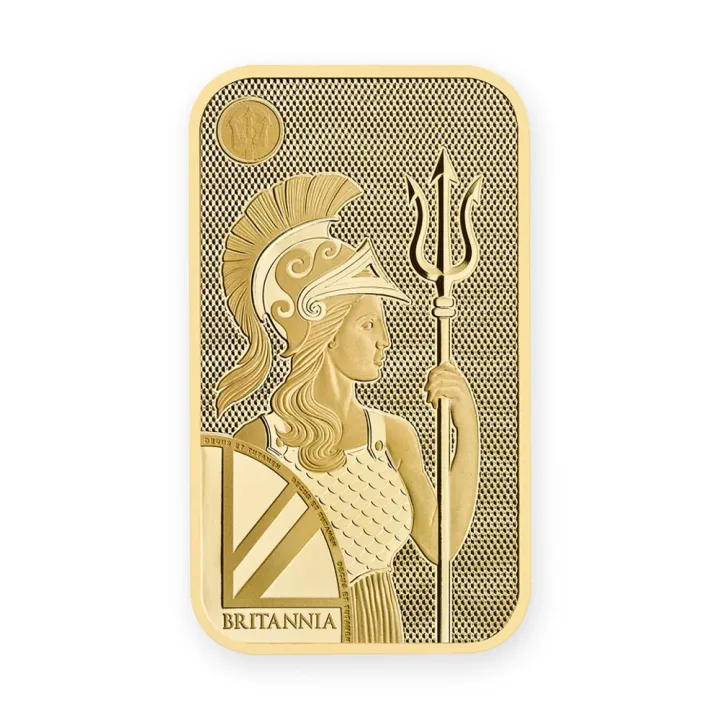Zlatna poluga 50 g Royal Mint Britannia — zadnja strana Zlatna poluga 50 g Royal Mint Britannia — zadnja strana